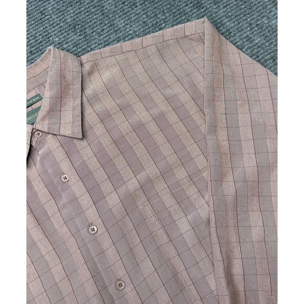 Bruno Button Up Shirt Mens 3XL/Tall Red Sueded Microfiber Plaid